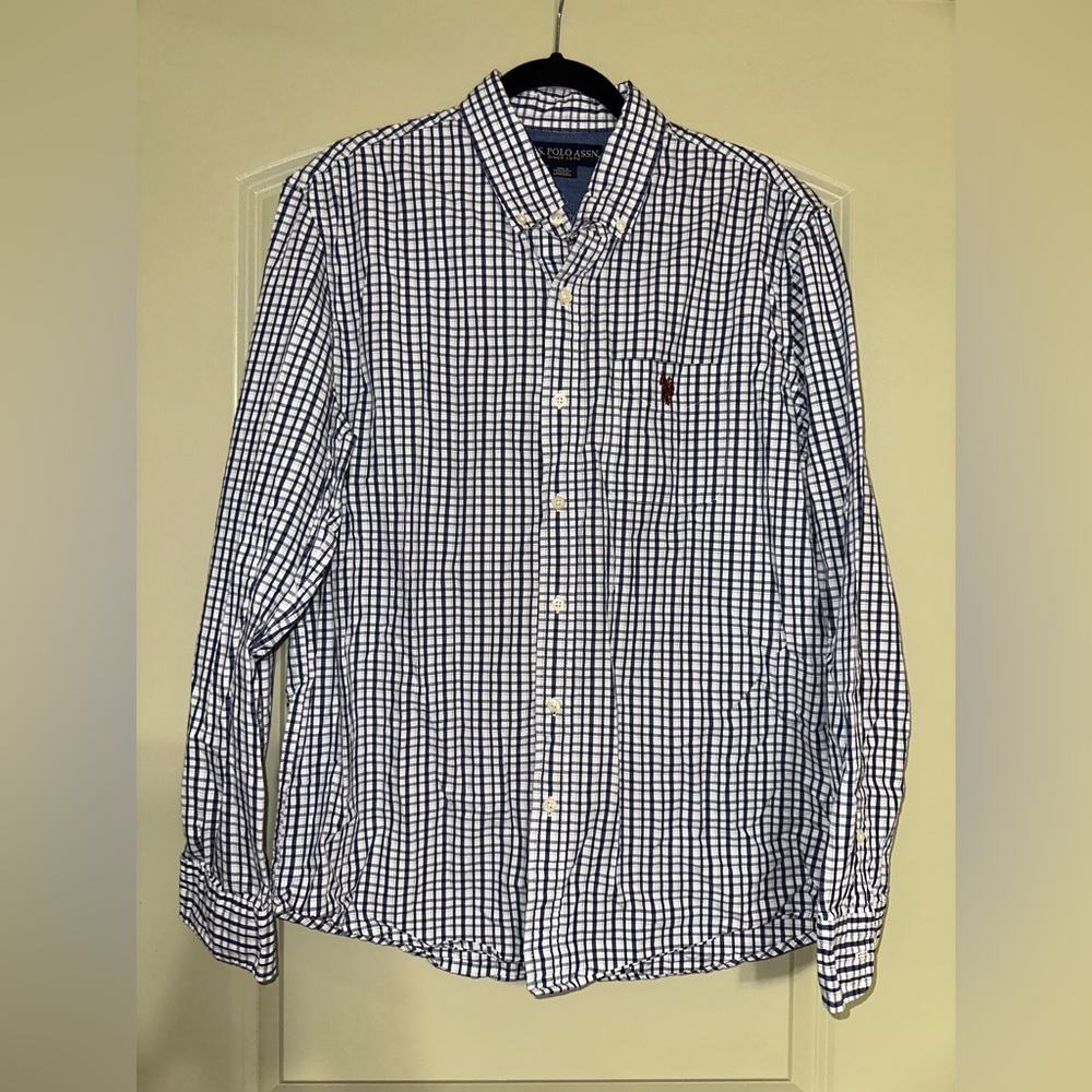 U.S. Polo Assn. Navy and White Checkered Shirt